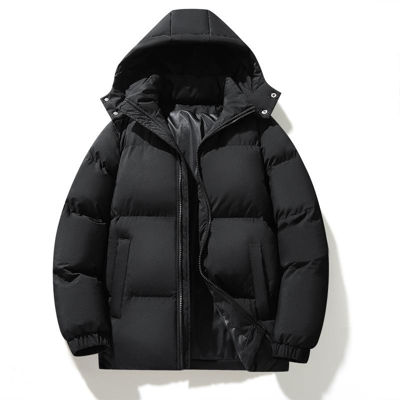 New Winter Style Men's Fashionable Thickened Warm Bread Jacket Cotton Jacket Removable Hat Simple and Versatile