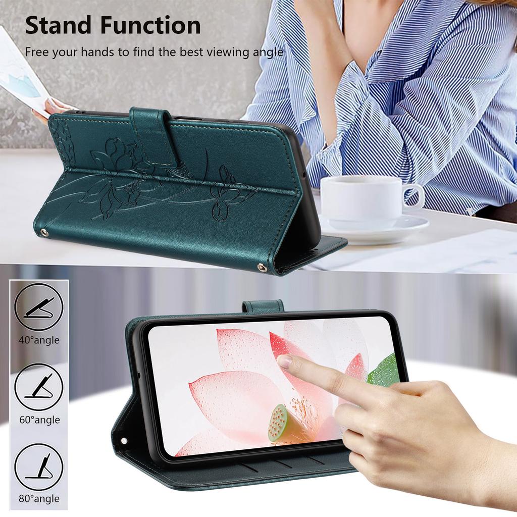 Applicable To Transsion HOT 60 Leather Case Sense 9 Solid Color Lotus Embossed Card Wallet Protective Case Fujitsu