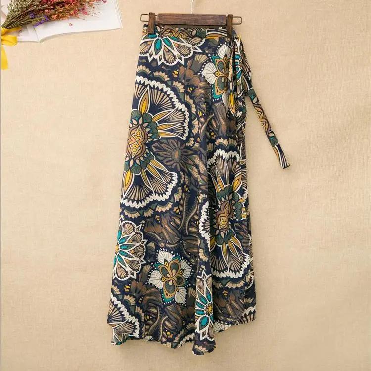 Gonna a Wrap Pizzo Stampa Divisa Y2K Gonna da Vacanza Donna Vita Alta Bodycon Gonna Irregolare da Spiaggia