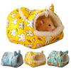 Przytulny dom dla chomika małe zwierzę łóżko dla zwierząt domowych kreskówka królik nadruk z marchewką wiewiórka wisząca klatka świnki morskie myszy szczur zimowe ciepłe łóżko dla zwierząt