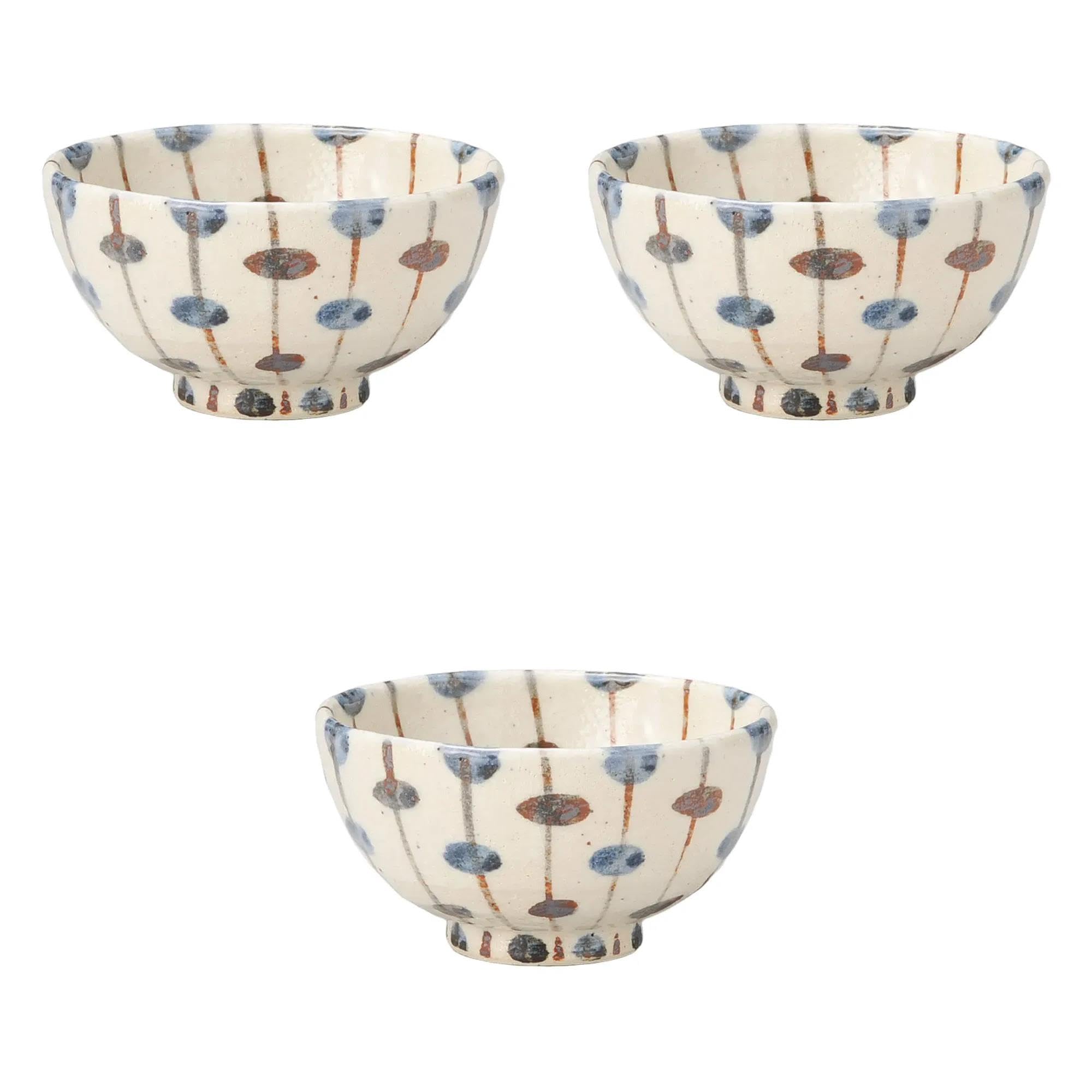

Set of 3 Round Rice Bowls with a Reed Pattern x Ceramic Rice Bowls by Setomonohonpo [11.1 5.8 cm]