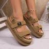 Damen Römische Flache Sandalen Lässige Bequeme Sandalen mit Dicker Sohle Absatzsteigerung Sommerschuhe Zapatos De Mujer