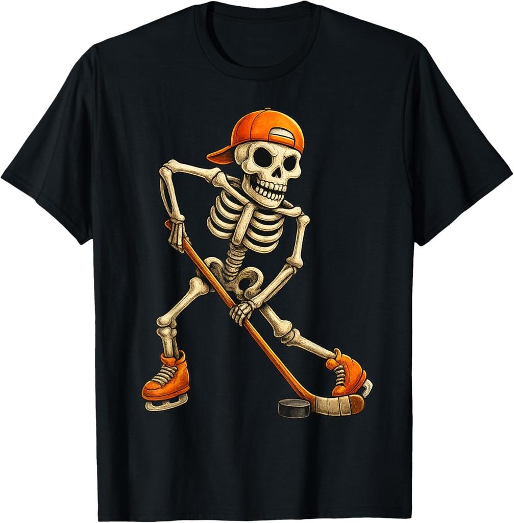 Ice Hockey Skeleton Halloween Costume Men Boys T-Shirt Mens Womens Tees Top unisex T-Shirt Mens Womens Tees Top