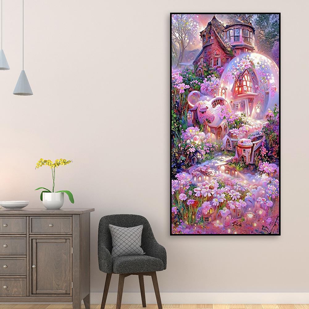 5D-Diamantgemälde zum Selbermachen, Chateau Montrose, Kits, Gänseblümchen-Herrenhaus, Strass, runder Bohrer, Kunsthandwerk für Wand, Raum, Heimdekoration