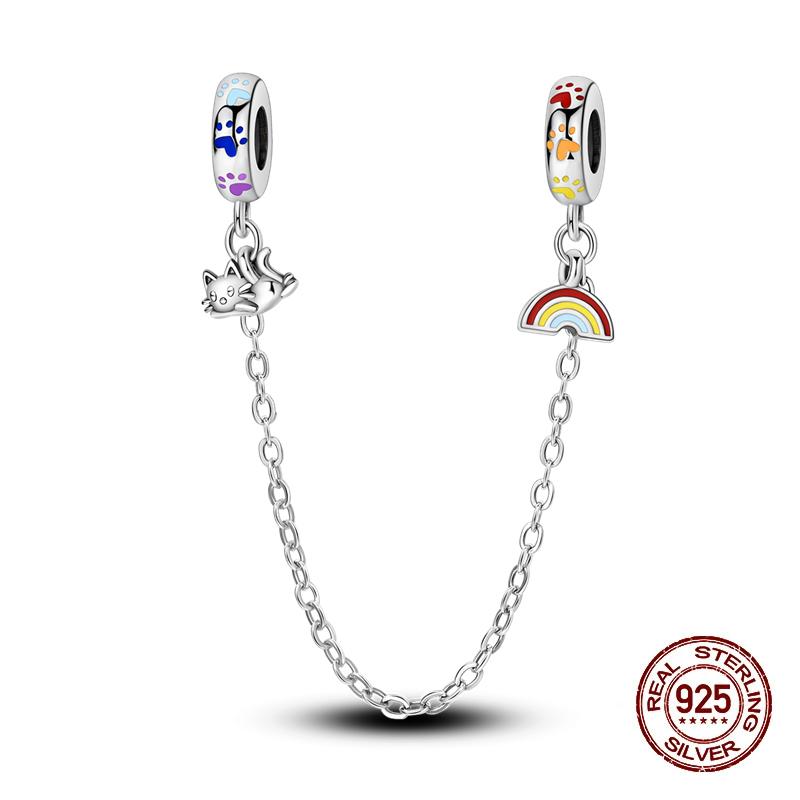 Copper Starfish Crab Butterfly Safety Chains Spacer Beads Designer Charms Fit Pandach Original Bracelet Handmade DIY Fashion Jewelry