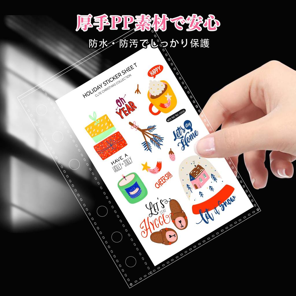 Sticker Album with Removable Backing for Sticker Fan 198mm X 152mm Refill, Transparent, A5, 6-Hole, Paper, 10-Sheet Set, Storage, Binders, Diaries,