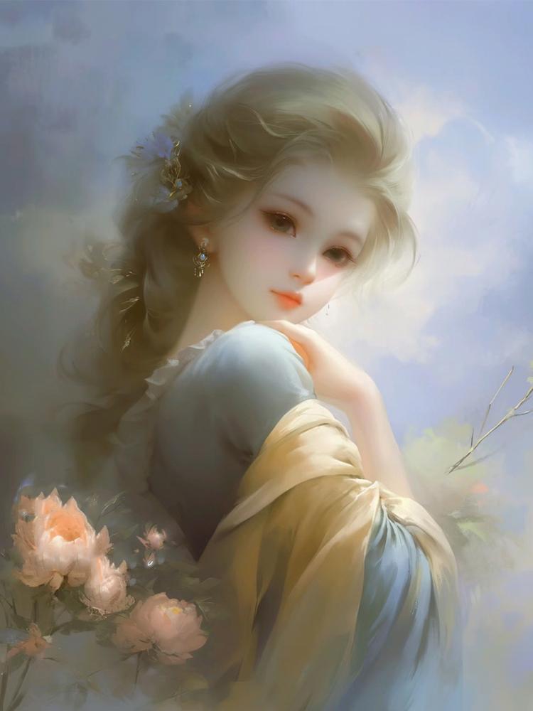 Diamond Embroidery Full Square Round Mosaic Cartoon Girl Portrait 5D Diy Diamond Painting Cross Embroidery Room Decoration