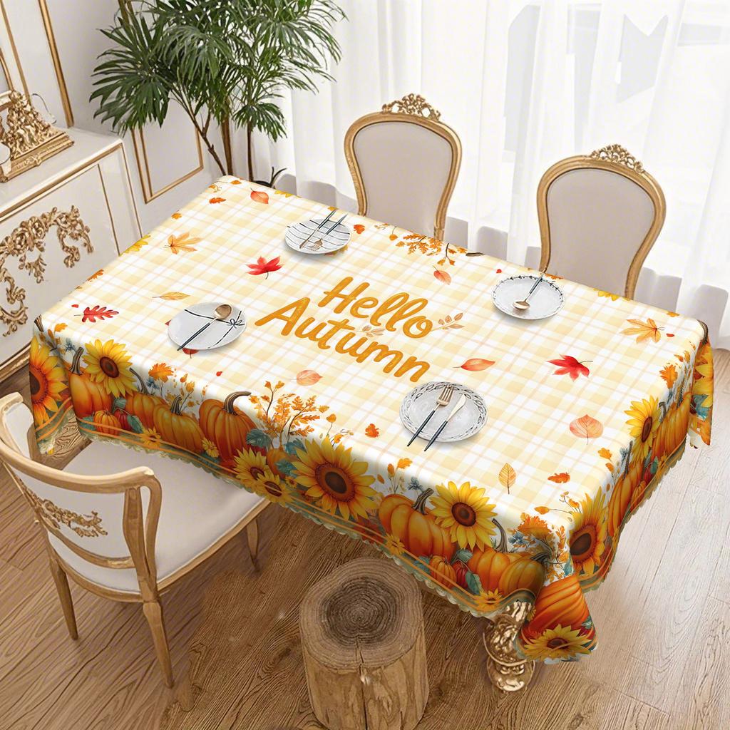 Hello Autumn! Sunflower Pumpkin Tablecloth To Create A Warm Autumn Table Tablecloth Rectangular And Round