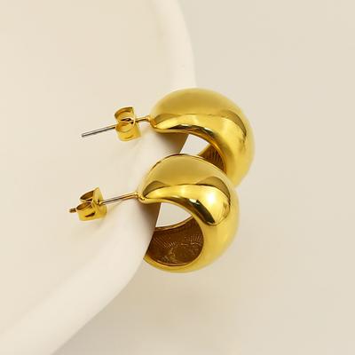Mode Retro Kugelförmige Edelstahl Ohrringe C-Typ Hohl Titanstahl Wind Ohrringe