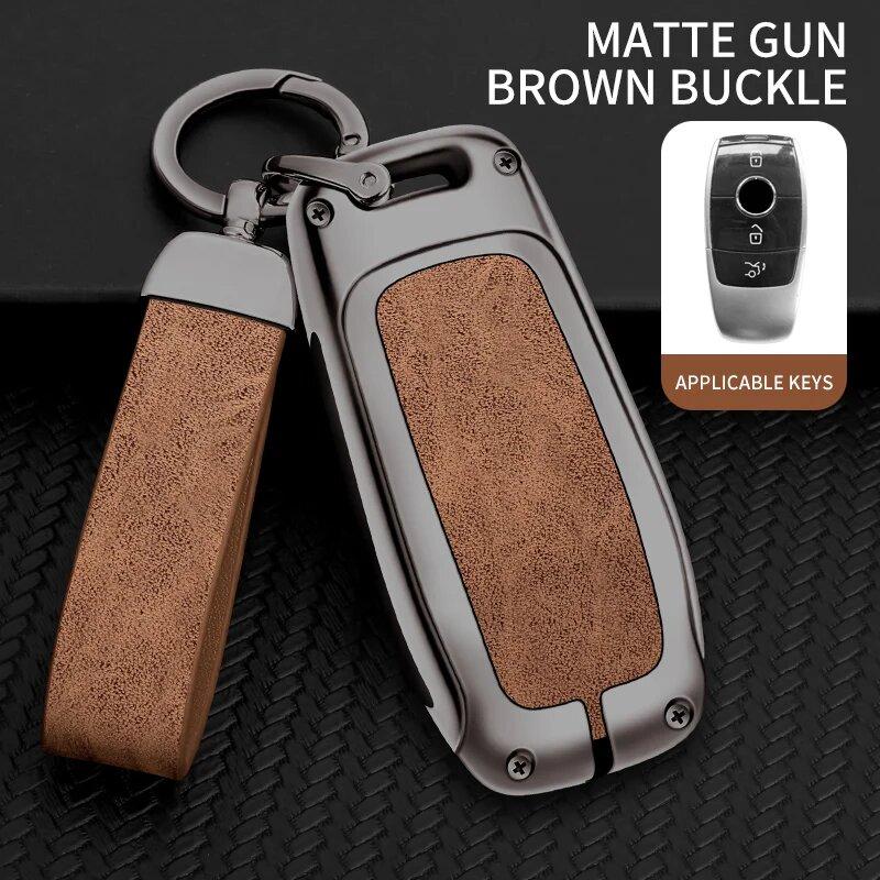 Zinc Alloy Leather Car Key Case For Mercedes Benz E C S Glc Class E200 E400 E63 W213 S550 S560 C260 Key Fob Car Remote Key Case