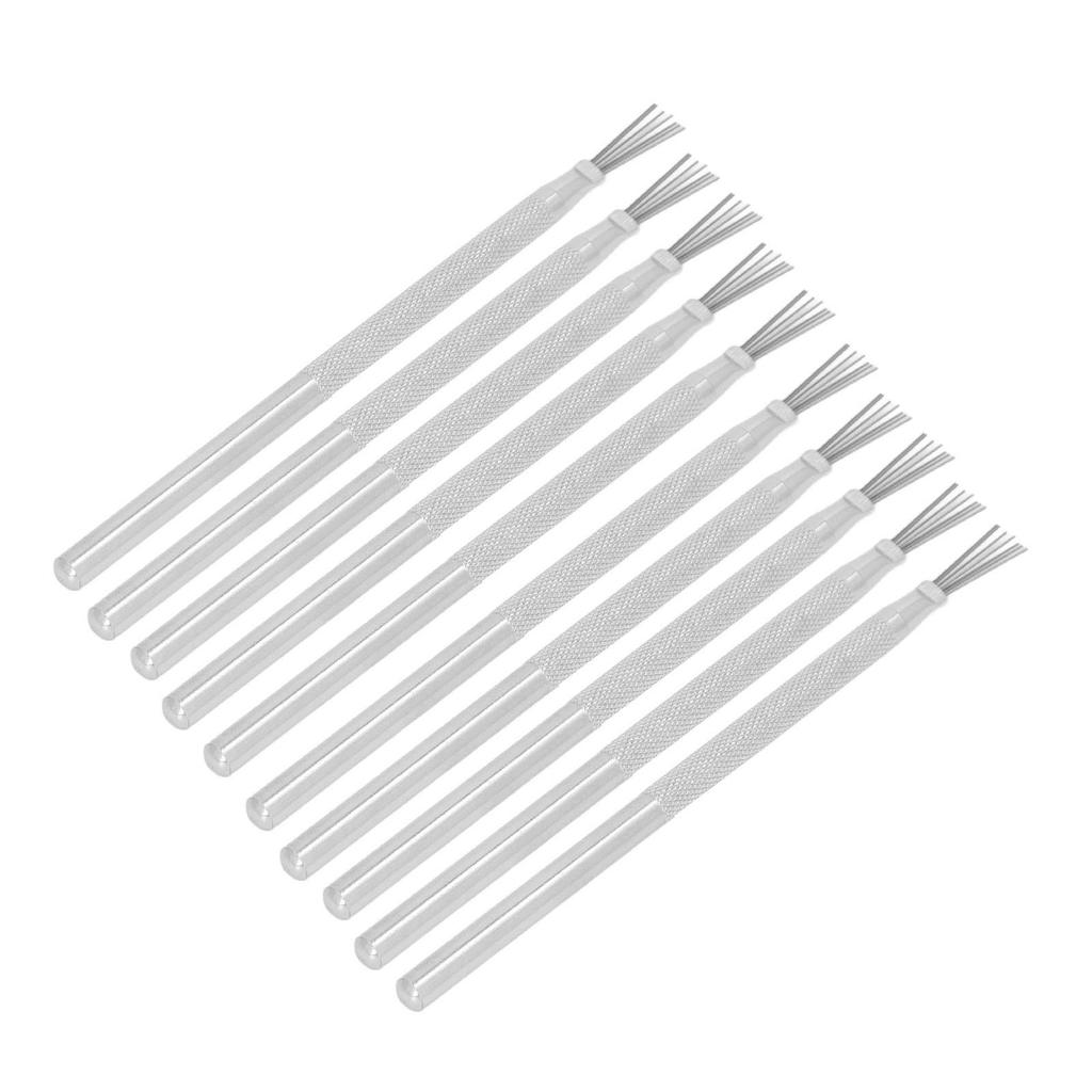 10 Pcs 7 Pin Stripe Nail Art Liner Brush Stainless Steel Manicure Nail Painting Tools for Salon Use