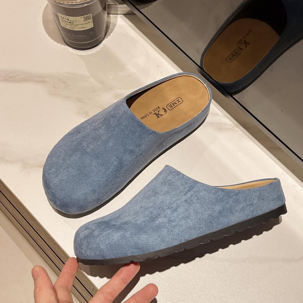 Spring and summer new casual platform slippers flat bottom one pedal bag head retro half slippers single shoes women
