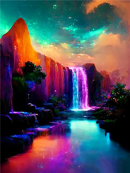 Diamond Painting New Collection Fantasy Waterfall Full Square/round Embroidery Mosaic Colorful Tree Landscape Home Decor