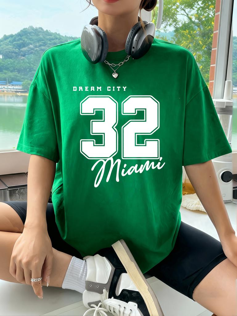 Dream City Number 32 Design Woman T-Shirts Polyester Multicolor T Shirt Hip Hop Summer Short Sleeve Y2K Breathable Clothing