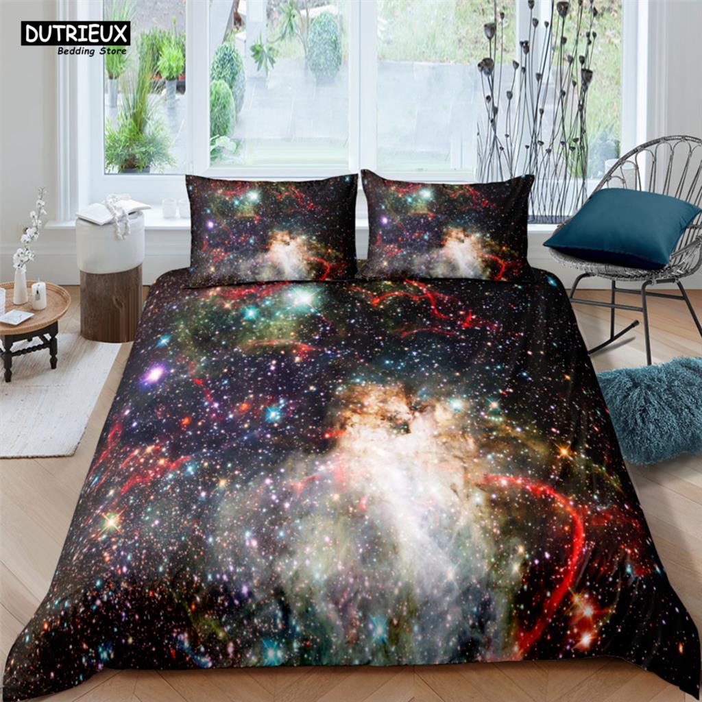 Cosmic Milky Way Print Polyester Bedding Sets Child Kids Covers Boys Bed Linen Set For Teens King Size Bedding Set
