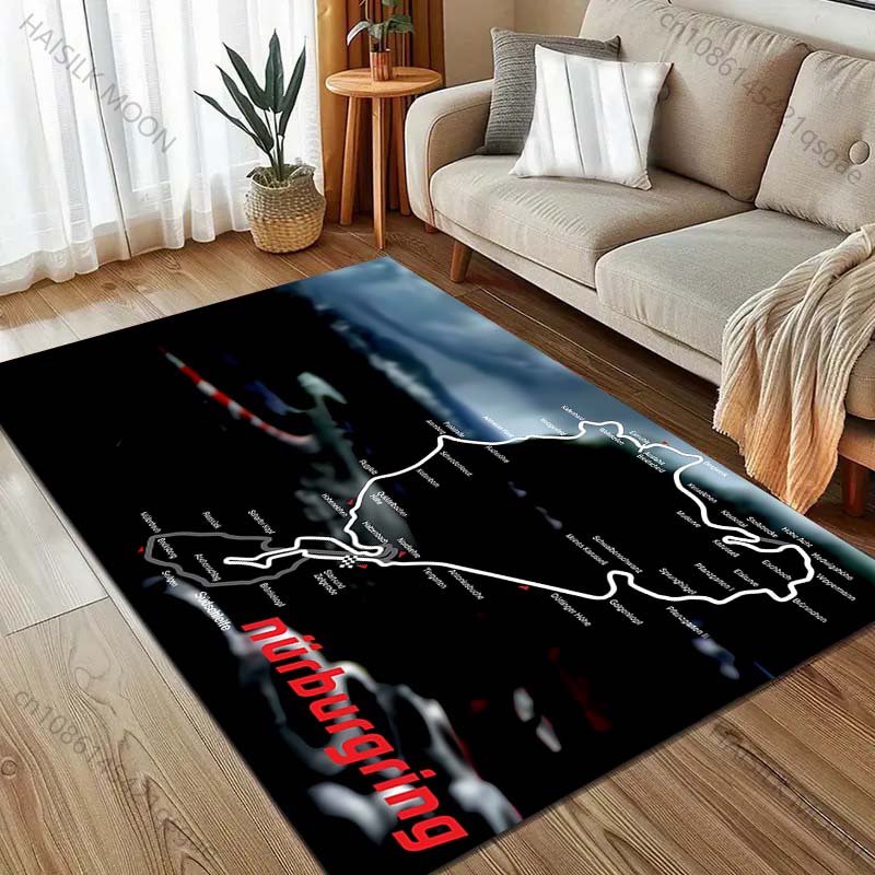 1 buc. Covor Pista Internațională F1 Nurburgring pentru Sufragerie Decor Acasă Covor Antiderapant pentru Dormitor Suprafață Mare Covoare Lavabile