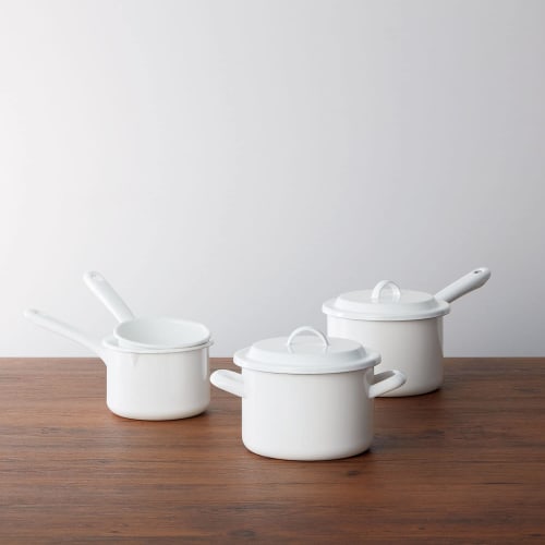 Noda Horo Enamel Saucepan, Milk Pan, Gas Stove Only, Made in Japan, White, 12cm, YN-M12