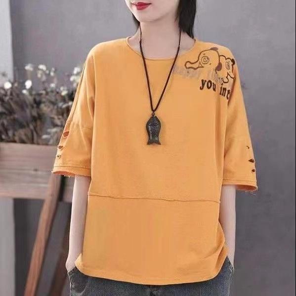 Pure Cotton Round Neck Short Sleeve Large Size Spring and Summer Trend Loose Top Student T-shirt