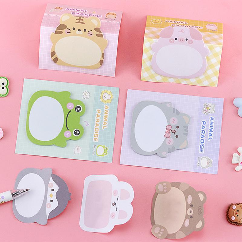 1 Piece Adhesive Kawaii Cartoon Animals Sticky Notes Notepad Memo Pad Office School Supplies Stationery Sticker