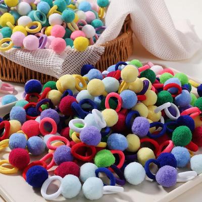20 Pezzi Elastici per Capelli Bambini Ragazze Palla di Peluche Elastico per Bambini Caramelle Scrunchie Elastici per Capelli Fermaglio Accessori Capelli Bambino
