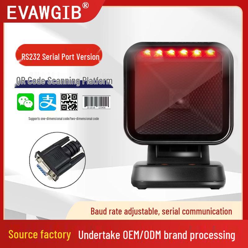 RS232 QR Code Platform Barcode Scanner with Stand USB Interface