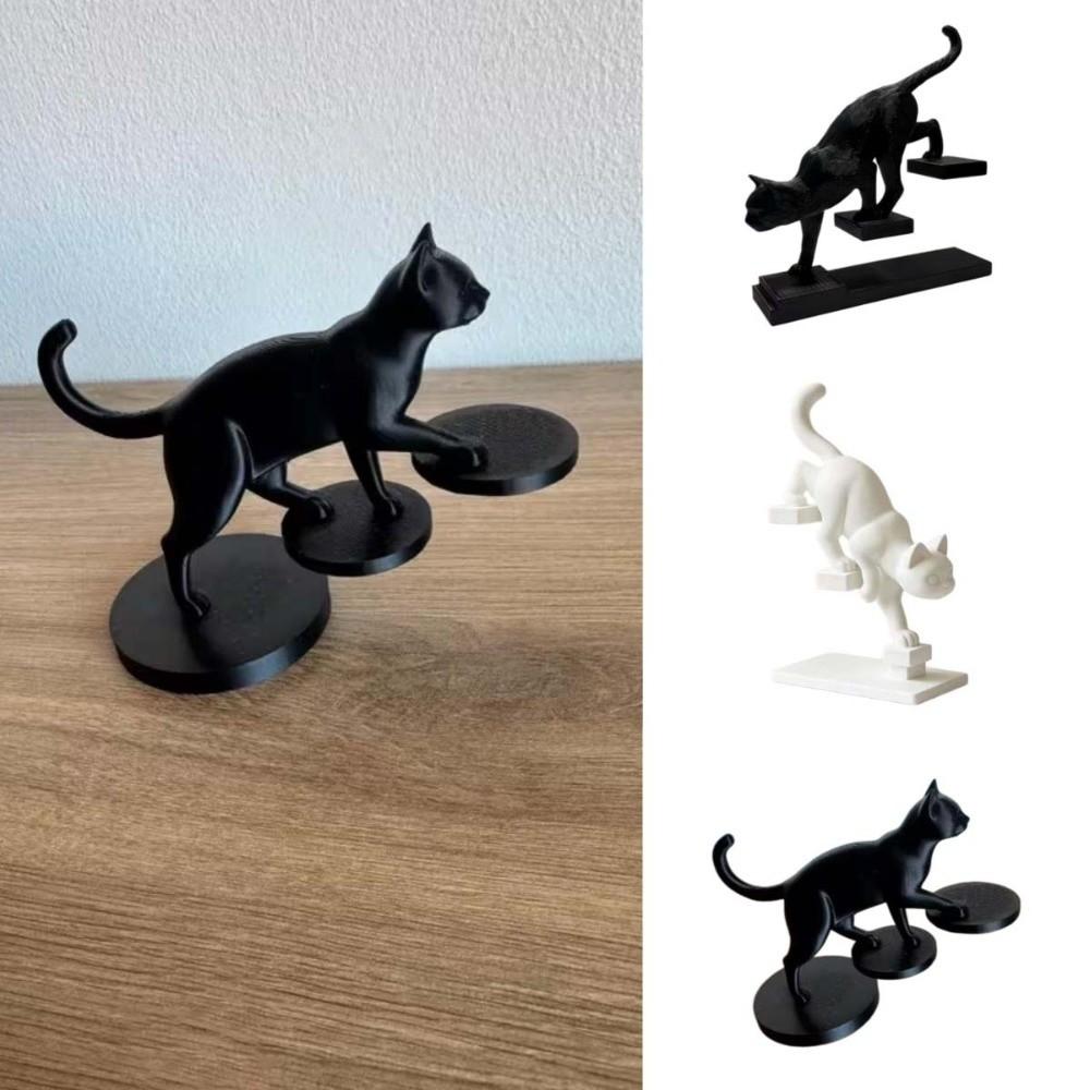 3D Printed Cat Descending Stairs Statues Unique Plastic Nordic-Style Ornaments Cute Animal Go Upstairs/Downstairs
