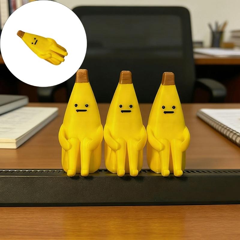 3D Printed Banana Figurines Decorative Ornament Banana Statue Sculpture for Home Office Desktop Decors Housewarming Gift