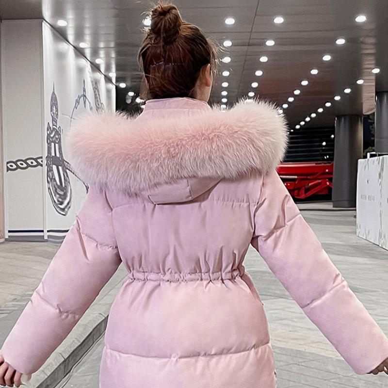 IELGY Mit Baumwolle gefütterte Jacke. Mittellange Damen-Jacke im koreanischen Stil. Schlanke wattierte Daunenjacke. Gepolsterte Jacke