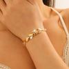 1PC Hip Hop Leaf Bracelet Women's Gold Twisted Shining Crystal Stone Pendant Bracelet Elegant Adjustable Chain Daily Jewelry