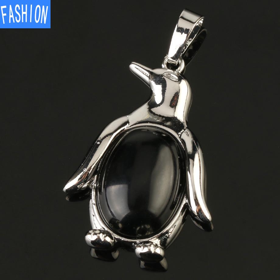 

Подвеска из натурального камня с хрустальным ожерельем в виде пингвина посередине black onyx