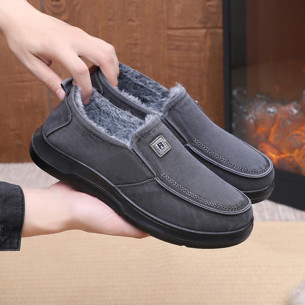 Thickened Fleece Winter Men's Shoes Old Beijing Cloth Style Cotton Shoes Comfortable Anti-slip Wear-resistant Dad's Casual Shoes