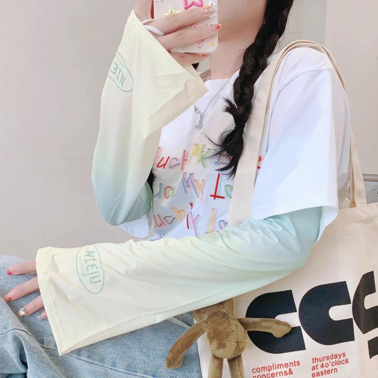 Trendy Plus Size Ice Silk UV Protection Sleeves - Breathable Summer Gradient Arm Covers