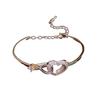 Gold Heart Cutout Zirconia Bracelet Women Minimalist Fashionable Stackable Jewelry