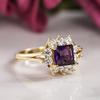 Huitan Graceful Rings with Purple Cubic Zirconia Delicate Brilliant Accessories for Women Charming Exquisite Wedding Zircon Hot