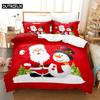 Red Christmas Duvet Cover Set King Queen Size for Single Double Bed Linens Quilt Comforter Pillow Case 3D Full Twin 3PCS 2PCS