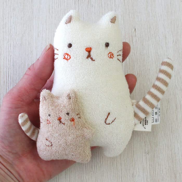 Amorosa Mamma Rattle Toy Stuffed Animal Rattle Mom Hold Cat Organic Cotton Amorosa Mamma Baby