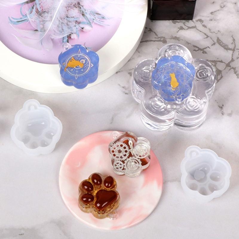 Animal Resin Mold Cat-Paw Silicone Epoxy Casting Mold for DIY Pendant Jewelry Making Handmade Lovely Keychain Craft