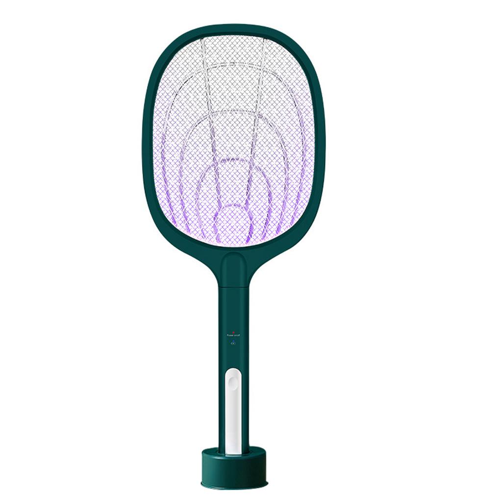 Fly Racket 5W LED Rechargeable Bug Bat Electric Portable Pest Control Device, Star Moon, Green