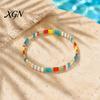 Elastic Stackable Wrist Jewelry Flat Beaded Stretch Bracelets for Women, Bohemian Friendship Bead Bracelets, Simple Layering Bracelet Set Boho