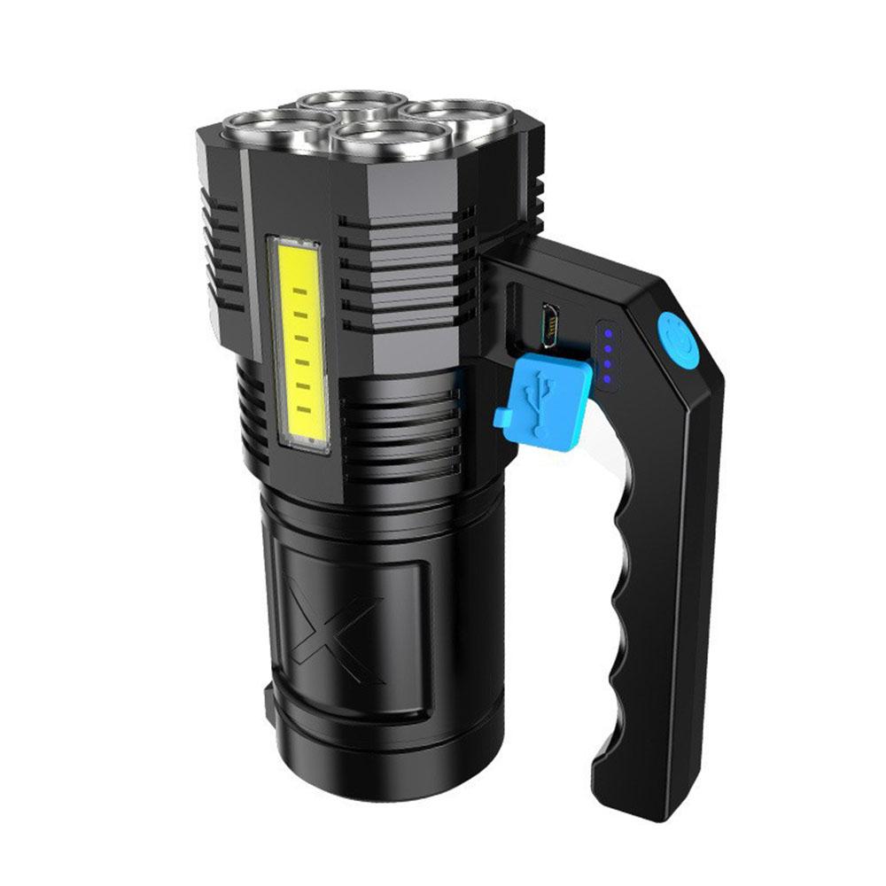 4-Core Powerful Outdoors Flashlight Portable Led Handheld Lantern Usb Rechargeable Waterproof Zoom Emergency Light For Camping
