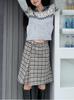 Women's Retro Fair Isle Puppy Jacquard Cardigan - High Neck, Thickened, High Waist, Double Zipper, Short Jacket for Autumn/Winter 2026.
