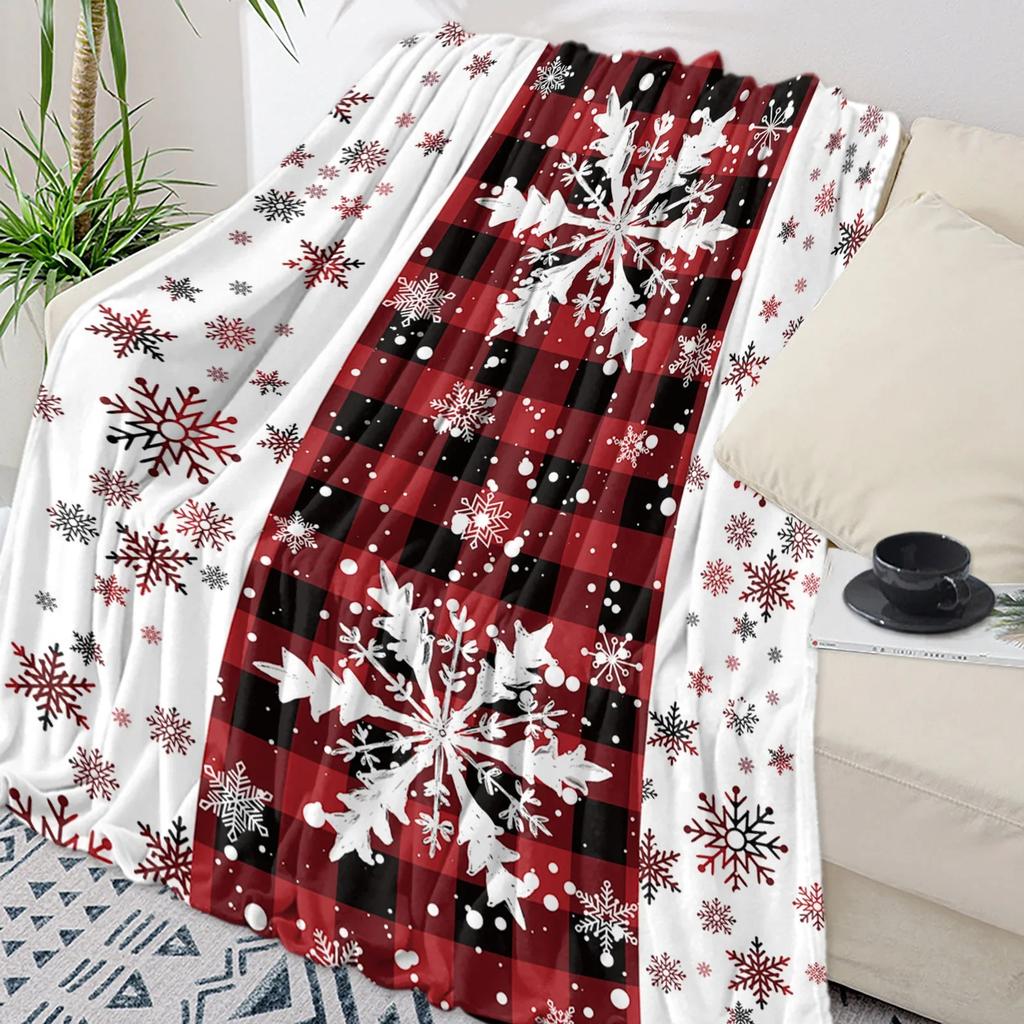 Gemütliche Weihnachts-Schneeflocken Rote Decke für Betten Perfekte Wärme für Wohnkultur Sofa und Reise Tragbar Stilvoll