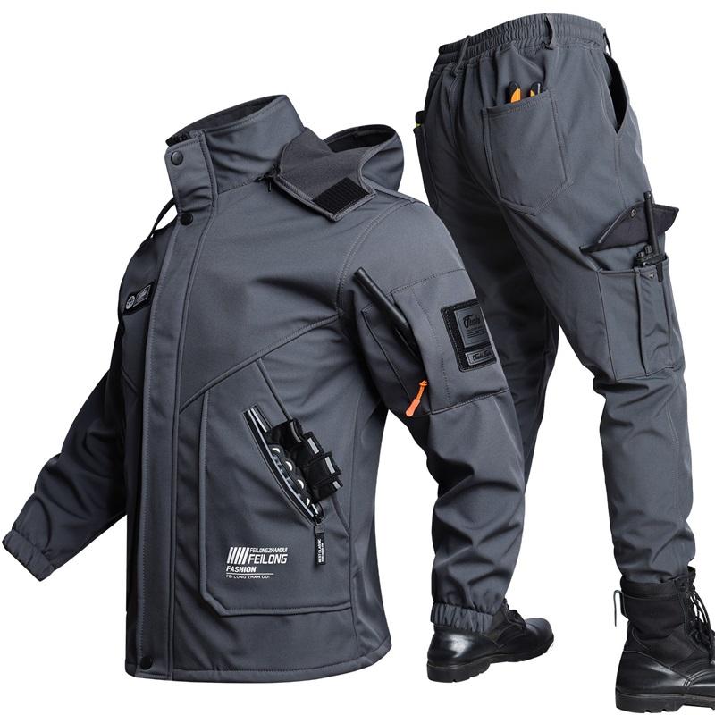 Wear-resistant Jacket Autumn And Winter Plus Velvet Cold Warmth Army Green Outdoor Overalls Suit Men's Water Jacket