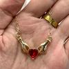 Creative God Hands Red Rhinestone Love Heart Charms Pendant Necklace for Women New Trendy Accessories Party Jewelry Gift