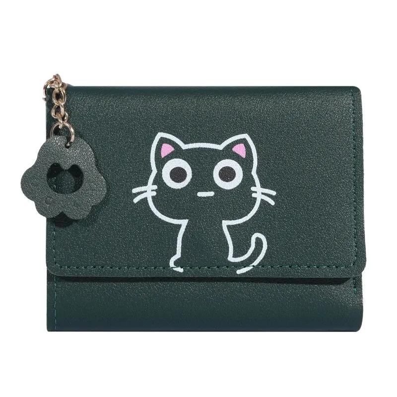 Neu Kleine Brieftasche Weibliche Katze Kurze Falten Personalisierte Student Nette Mini Mode