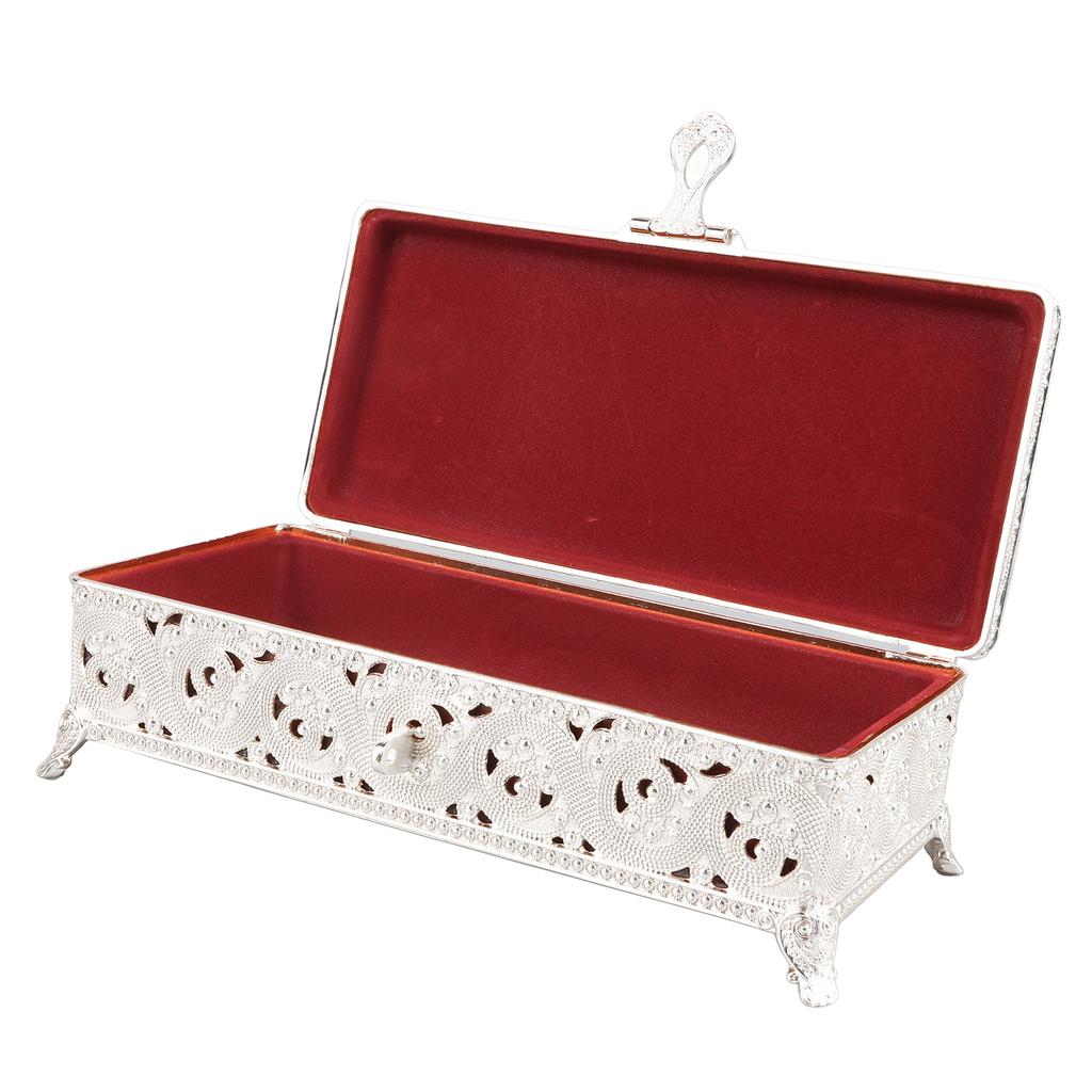 Vintage Metal Jewelry Box Soft Rust Rectangular Trinket Box for Girl Women Necklace Rrings Rings