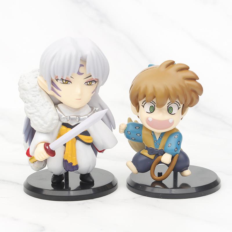 Adorable Inuyasha Chibi Figure Collection Pvc Cake Topper Blind Box Set 8-10cm