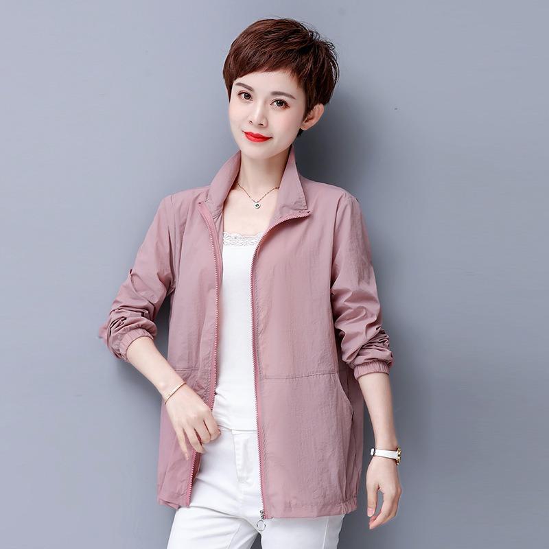 

Летняя защита от солнца для женщин в свободной короткой куртке для мам среднего возраста, тонкая дышащая повседневная L розовый