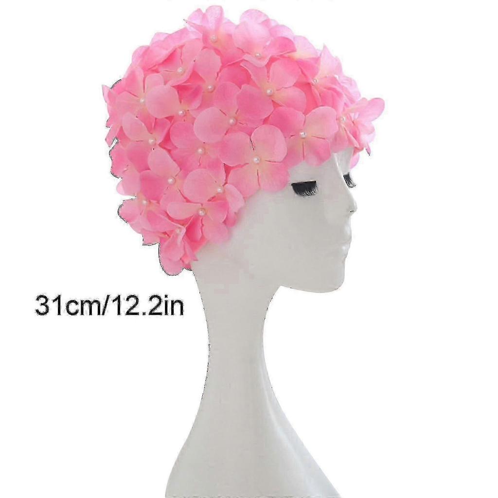 Gorro de natación para mujer Pétalo Retro 3D Floral Gorro de natación Dama Flores Gorro de baño bien 25-26