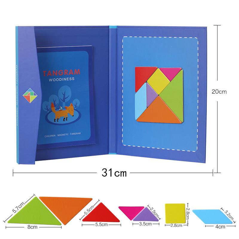 Magnetic Puzzle Tangram Puzzle Book Children's Puzzle Toy Portable Montessori Learning Puzzle Toy for Infants and Young Childre